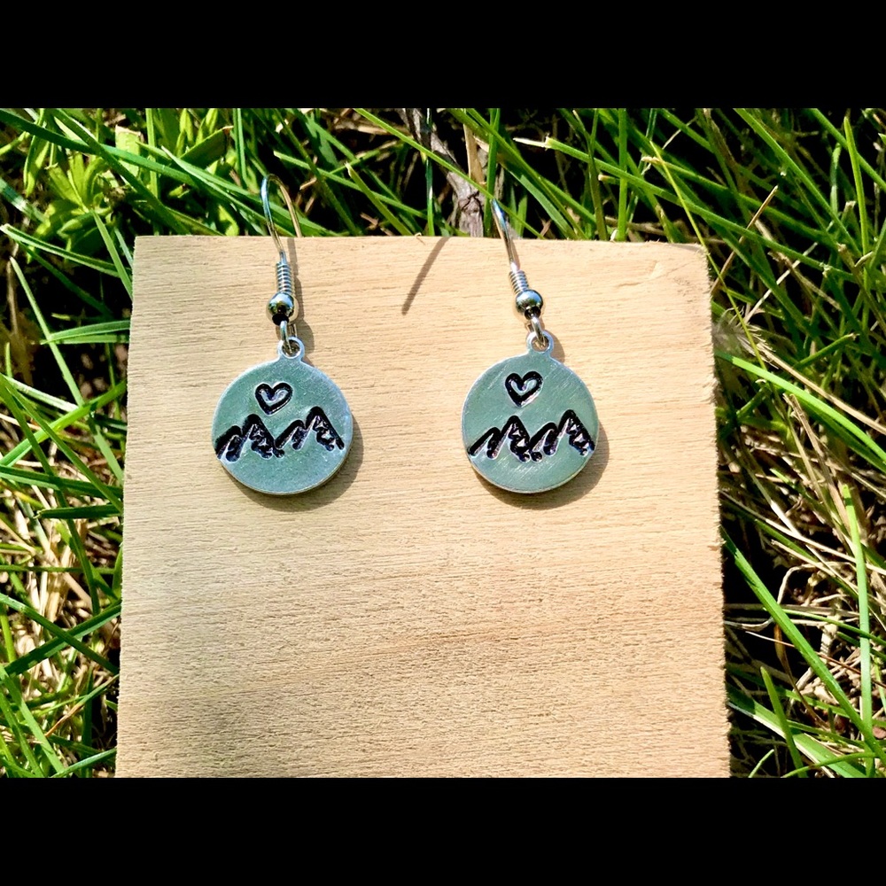 Hand stamped metal earrings